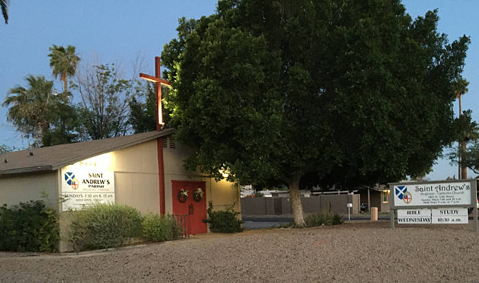 The Church exterior and signs